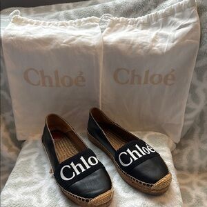 Chloe Black Leather Espadrilles size 38